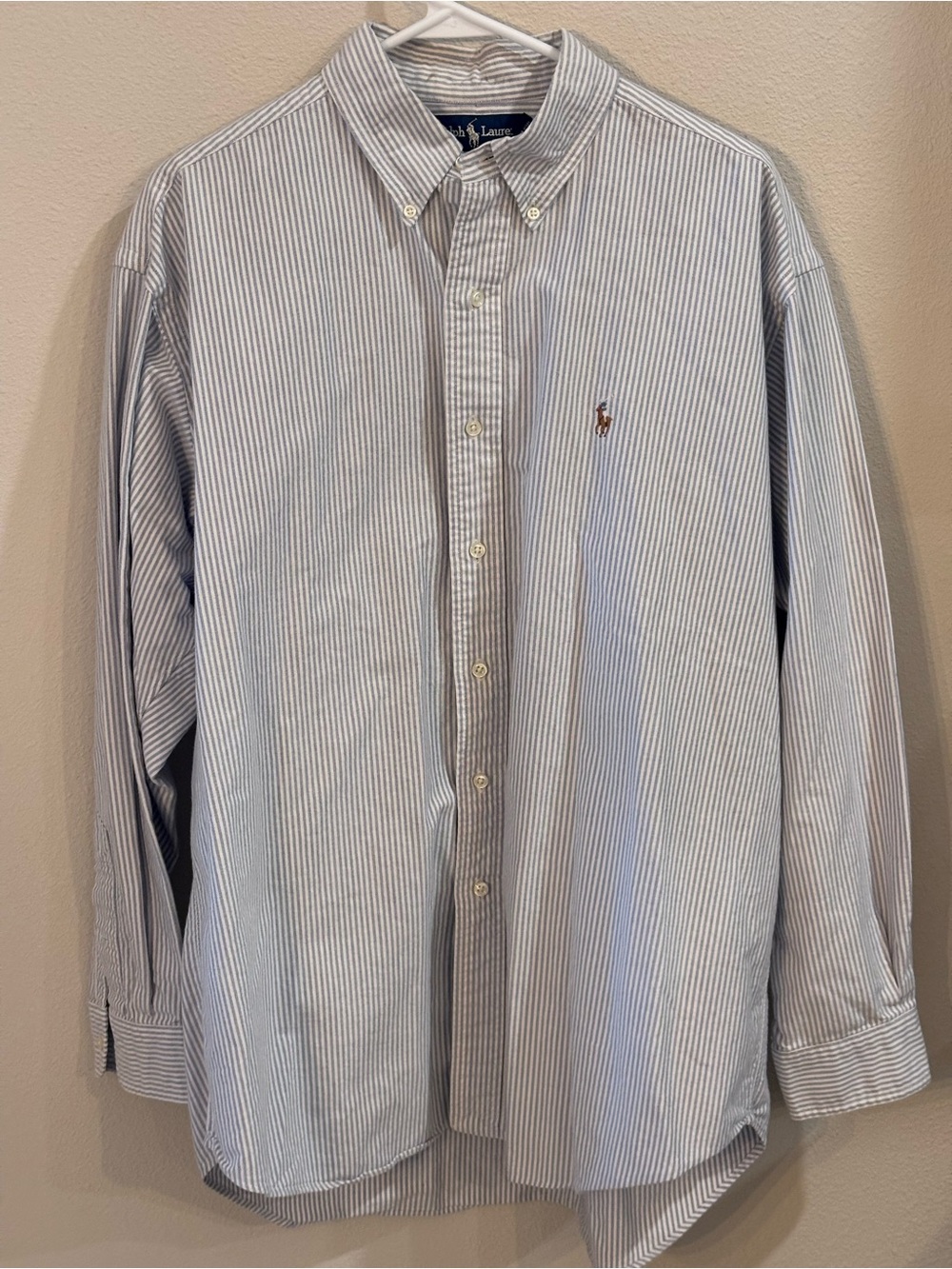 Ralph Lauren Blue and White Striped Button-Down, Vintage Blake, Men’s Large - Picture 2 of 15